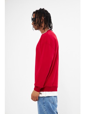 Mesfeno Erkek Sıfır Yaka Oversize 3 Iplik Sweatshirt