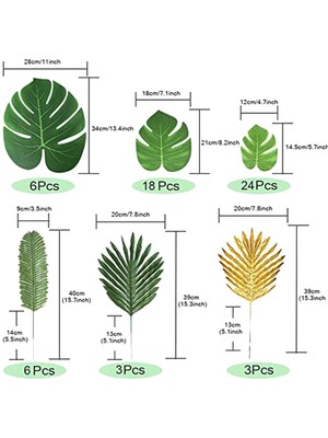 Humble 216 Adet Yapay Palmiye Tropikal Yapraklar Orman Yaprakları Süslemeleri Plaj Bebek Duş Düğün Doğum Günü Süslemeleri (Yurt Dışından)