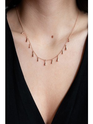 Sunshine 925 Ayar Rose Kaplamalı Damla Tasarım Gümüş Kolye