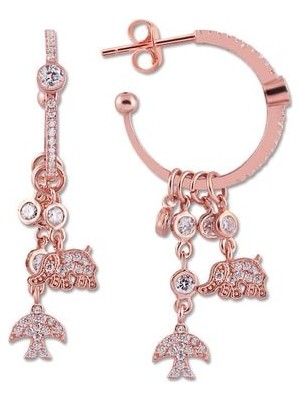 Sunshine Zirkon Taşlı Kırlangıç Sallantılı Gümüş Küpe