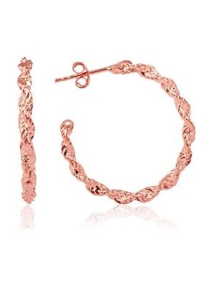 Sunshine 925 Ayar Rose Kaplamalı 2,5 cm Burgu Halka Gümüş Küpe