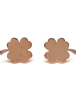 Sunshine 925 Ayar Rose Kaplamalı Yonca Figürlü Gümüş Küpe