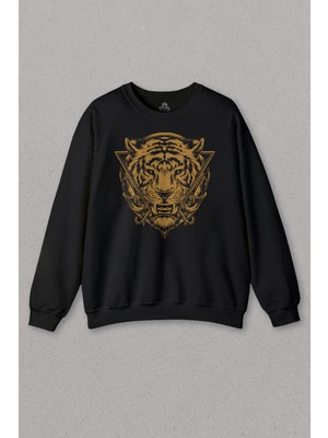 So Cool Unisex Sweatshirt Tiger Kaplan Minimal Urban Street Wear Baskılı Sweat