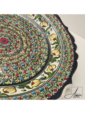 Aysun Hand Art Aysunhandart Çerçevesi Samur Lale Desen Merkezi Ipek Desenli El Yapımı Seramik Tabak