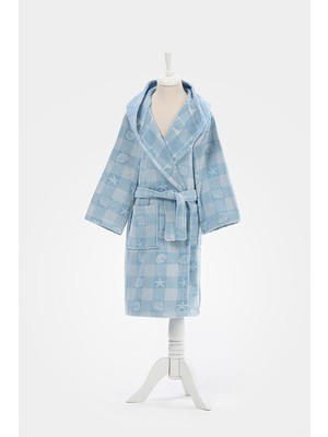 Özdilek Shell Plaid Kapüşonlu Kadife Çocuk Bornozu 1/2 Yaş