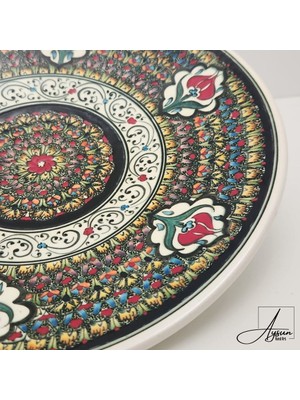 Aysun Hand Art Aysunhandart Ipek Desen ve Osmanlı Lale Motifleri Iç Içe Modellenmiş El Yapımı Seramik Tabak