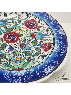 Aysun Hand Art Aysunhandart Çerçevesi Pompa Çalışmalı Merkezi Samur Osmanlı Motifli El Yapımı Seramik Tabak