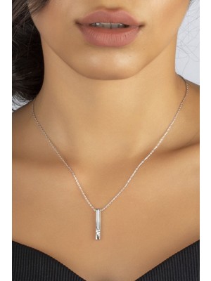 Sunshine 925 Ayar Taşlı Çubuk Rodyum Kaplamalı Gümüş Kolye