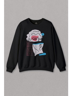 So Cool Unisex Sweatshirt Statue Minimal Street Culture Soft Renkler Heykel Y2K Baskılı Sweat