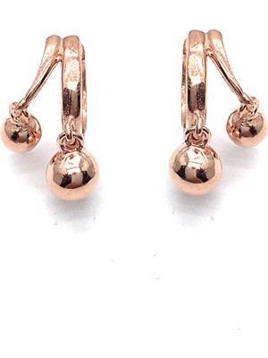 Sunshine 925 Ayar Rose Kaplamalı Top Zarif Gümüş Küpe