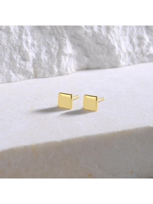 goldkupe 14 Ayar Altın Kare Küpe