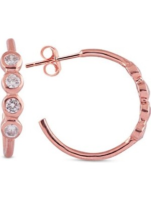 Sunshine Zirkon Taşlı Trend Halka Gümüş Küpe