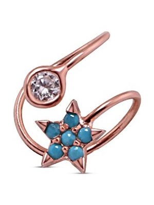 Sunshine Zirkon Taşlı Yıldızlı Gümüş Kıkırdak Küpesi