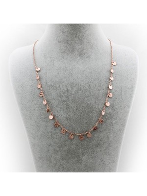 Sunshine 925 Ayar Rose Kaplamalı Dövme Pullu Gümüş Kolye