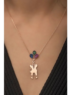 Sunshine 925 Ayar Gümüşzirkon Taşlı Balon ve Çocuk Kolye