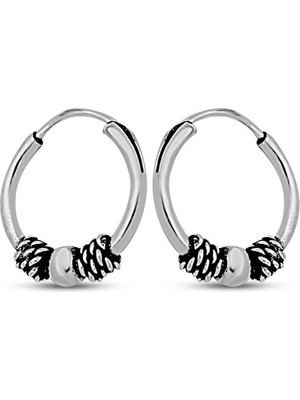 Sunshine 925 Ayar Rodyum Kaplamalı Toplu 1,2 cm Halka Gümüş Küpe