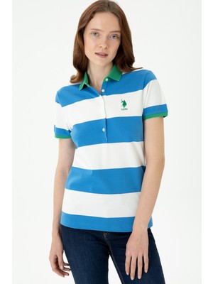 U.S. Polo Assn. Kadın Saks Polo Yaka Tişört 50262960-VR045