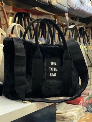 The Tote Bag Baskılı Peluş Kadın Kol ve Omuz Çantası