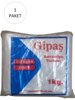 Gipaş Bakkaliye Naylon Torba 1'kg Lık 20X30 cm 1 Paket (Takriben 360 Adet)