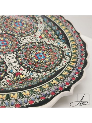 Aysun Hand Art Aysunhandart Ipek Desenle Bezenmiş El Yapımı Seramik Tabak