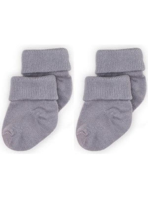 Novibaby 2'Li Bambu Bebek Çorap Cloud Gri Yenidoğan