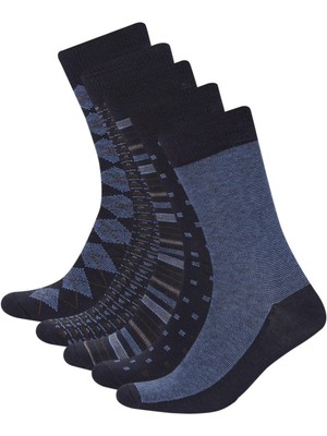 Defacto Erkek 5'Li Pamuklu Uzun Çorap A7553Axns