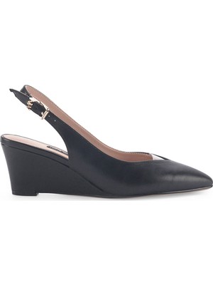 Nine West Nıla 3fx Siyah Kadın Dolgu Topuk Ayakkabı Suni Deri Orta Taban ile Şık Tasarım