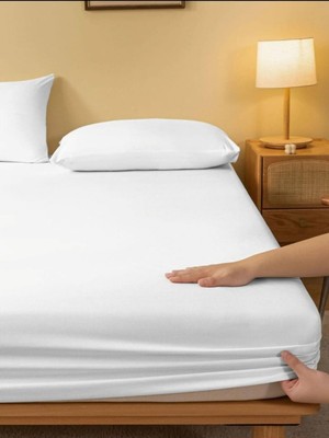 Totem Ranforce Pamuklu Beyaz Yastık Kılıflı Lastikli Çarşaf Takımı Çift Kişilik 180 x 200