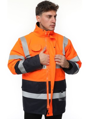 Uniprom Iş Kabanı Parka Su ve Rüzgar Geçirmez Rain Safety Model Membranlı Neon Turuncu Erkek