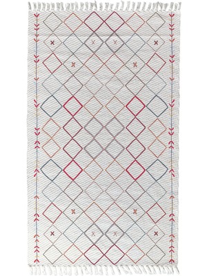 Woopsh Alaçatı 49 Renkli Baklava Desen Otantik Motif Kara Tezgah Halı Çift Taraflı Kilim