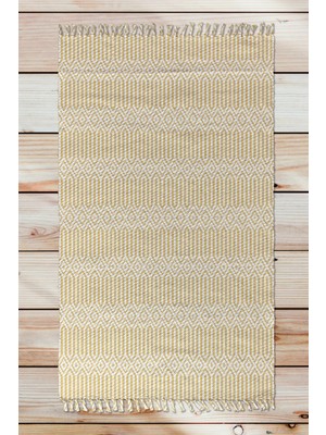 Woopsh Alaçatı 53 Bej Baklava Desen Otantik Motif Kara Tezgah Halı Çift Taraflı Kilim