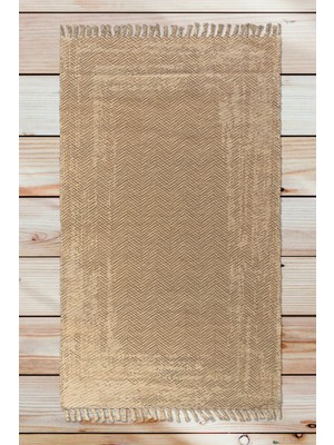 Woopsh Alaçatı 72 Bej Siyah Soyut Zigzag Desen Otantik Motif Kara Tezgah Halı Çift Taraflı Kilim