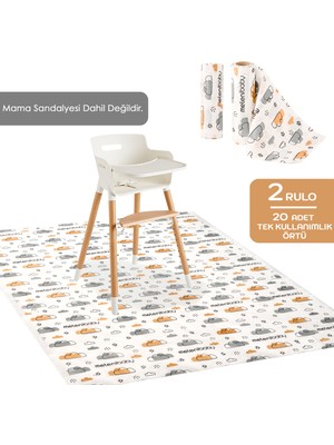 Meleni Baby 2'li Paket 20 Adet Kullan At Aktivite Örtüsü - Mama Sandalyesi Altı Bebek Ek Gıda Örtüsü Alt Açma