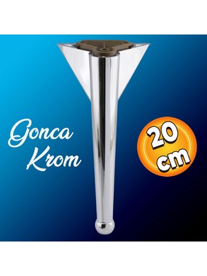Badem10 Gonca Lüks Mobilya Kanepe Sehpa Tv Ünitesi Koltuk Ayağı 20 Cm Krom Baza Ayakları