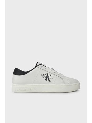 Calvin Klein Logolu Deri Sneaker Ayakkabı YM0YM0086401W Erkek Ayakkabı YM0YM00864 01W