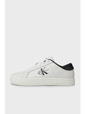 Calvin Klein Logolu Deri Sneaker Ayakkabı YM0YM0086401W Erkek Ayakkabı YM0YM00864 01W