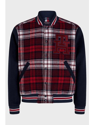 Tommy Hilfiger Ekose Desenli Yün Karışımlı Regular Fit Bomber Ceket Erkek Ceket MW0MW34023 0qm