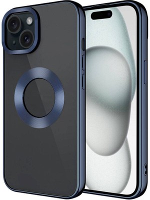 CoverZone iPhone 15 ile Uyumlu Kılıf Kamera Korumalı Logo Gösteren Parlak  Colored Z-Omega Kapak