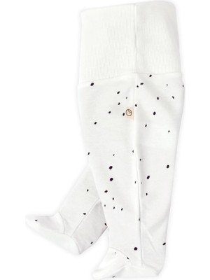 Little Gusto Yüksek Bel Patikli Pantolon Yenidoğan Cosmos Beyaz Organik Pamuk