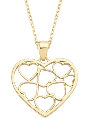 Altın Sepeti Gold Renk Gümüş Kalpli Kolye