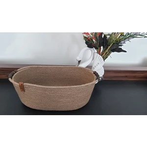 Home Decors By Özlem Oval Hasır Sepet Düzenleyici Organizer Hediyelik Mutfak - 31X18X12CM