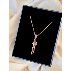 Alaja Silver Sarılan Çift  Rose Rengi Tasarım 925 Ayar Gümüş Kolye
