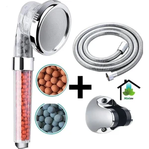 Filtreli Arıtmalı Boncuklu Set Su Tasarruflu Eco Duş Başlığı Krom Hortum ve Mafsal
