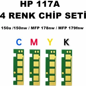 Photo Print Hp 117A 4 Renk Bkcmy Toner Chip Seti 1.000 Sayfa
