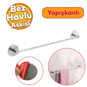 Yapışkanlı Lavabo Banyo Mutfak Metal Krom Bez Havluluk Bez Havlu Standı Askısı Paslanmaz 42 cm