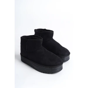 Comfy Kadın Classic Ultra Mini Siyah İçi Kürklü Kalın Platform Tabanlı Günlük Bot