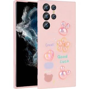 Samsung Galaxy S23 Ultra Uyumlu Kılıf Renkli Kabartma Figürlü Parlak Telefon Kılıfı Kapak