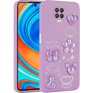 Xiaomi Redmi Note 9 Pro Uyumlu Kılıf Renkli Kabartma Figürlü Parlak Telefon Kılıfı Kapak