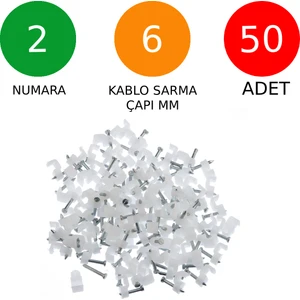 Beton Çivili Kablo Tutucu Kroşe No: 2 - 6 mm 50 Adet