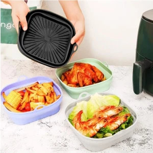 Katlanabilir Silikon Yanmaz - Yıkanabilir Kare Airfryer Kalıbı 21 cm